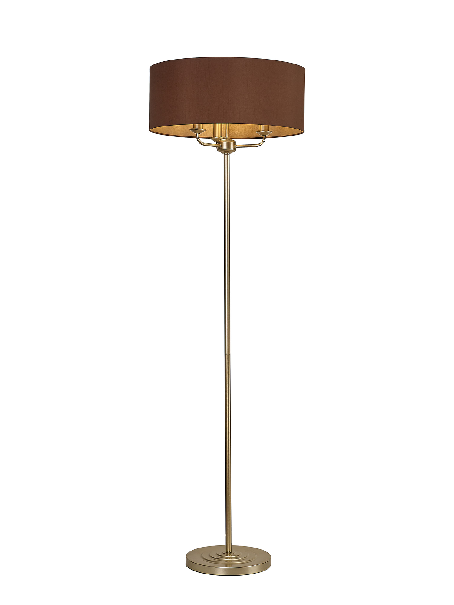 DK1003  Banyan 45cm 3 Light Floor Lamp Champagne Gold, Raw Cocoa
